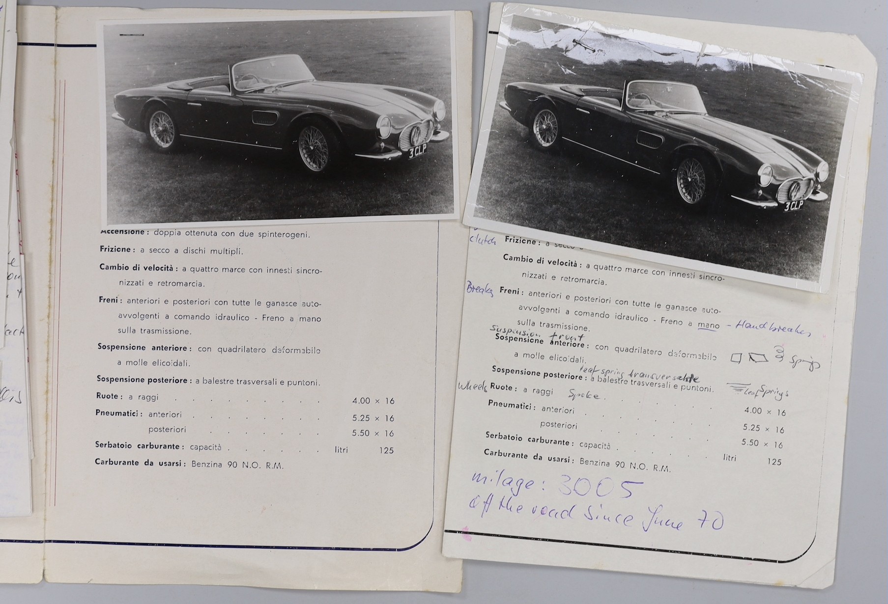 Maserati related ephemera including signed Stirling Moss Limited correspondence
